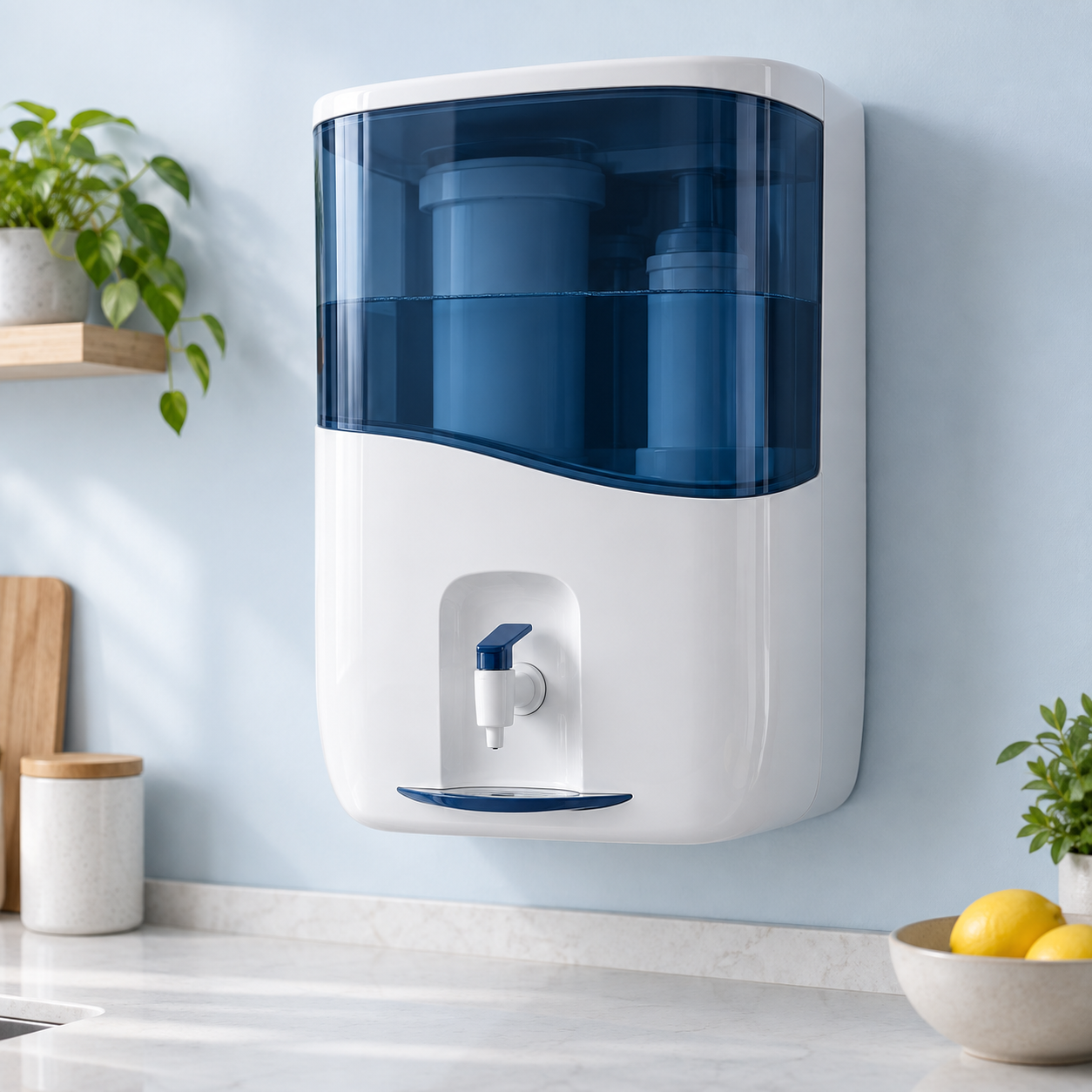 Illustrative domestic RO water purifier in a modern kitchen